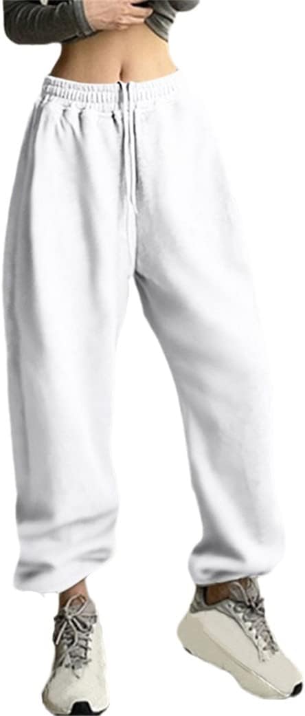 KEHAIOO Women Black Jogging Pants, Baggy Sports Sweatpants, Gray High Waist Sweat Casual Trousers