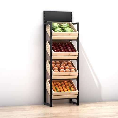 Cesta de madera de 4 niveles desmontable para frutas, verduras y productos en mercados, restaurantes y hogares, organizador elegante y funcional