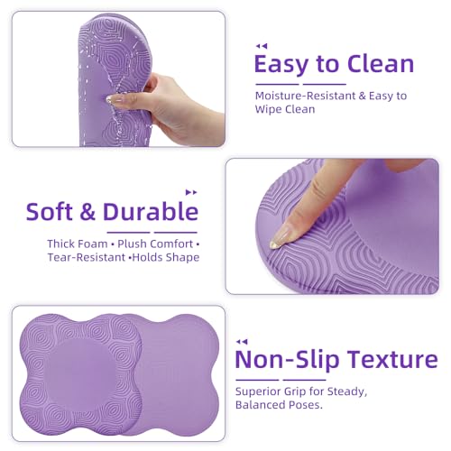 Image of Yoga Knee Pads Set of 2 - Extra Soft Non-Slip Yoga Knee Pad Cushion for Knees Elbows Wrists - Pilates & Workout Knee Pads for Floor Exercises, Kneeling, Stretching, Fitness, Purple