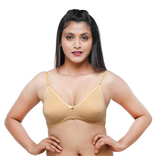 Image of Daisy DEE Women's Cotton Seamless Non-Padded Full Coverage Wire Free Low Neck Bra - Prima