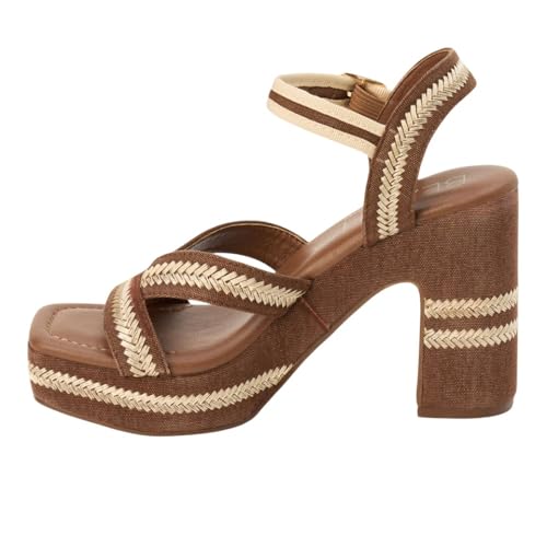 Image of BEACH by Matisse Womens Adelaide Platform Block Ankle Strap Casual Sandals Casual High Heel 3 inch & Up