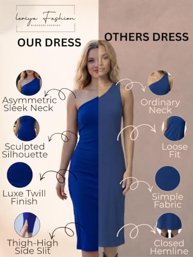 Image of Leriya Fashion One Shoulder Bodycon Dress For Women | Knee Length Party Dress For Womens Western|One Piece Dresses For Womans | Stylish Dress For Woman|Summer Casual Outfit Wear Events, Date & Evening Look