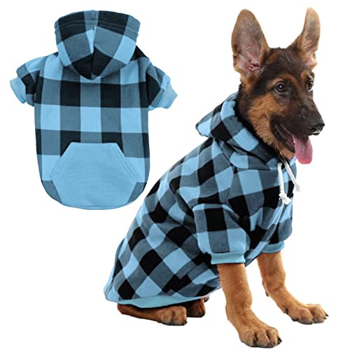 Plaid Dog Hoodie Pet Clothes Sweaters With Hat #TOP12