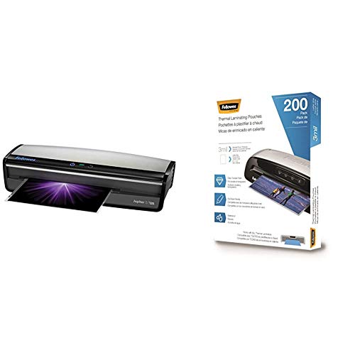 Fellowes Laminator Jupiter 2 125, Rapid 1 Minute Warm-up Laminating Machine, with Laminating Pouches Kit (5734101) & Thermal Laminating Pouches, Letter Size 9 x 11.5-Inches, 3 mil, 200 Pack (5743401)
