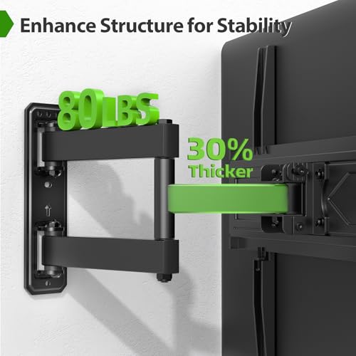 Image of USX MOUNT Swivel TV Wall Mount for 26-60 Inch TVs up to 80 lbs, Single Articulating Arm, Full Motion TV Wall Mount Bracket with Swivel and Tilt, Max VESA 400x400mm