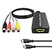 SVideo to HDMI Converter, RVA to HDMI Adapter Support 1080P, PAL/NTSC Compatible with WII, WII U, PS one, PS2, PS3, STB, Xbox, VHS, VCR, Blue-Ray DVD Players