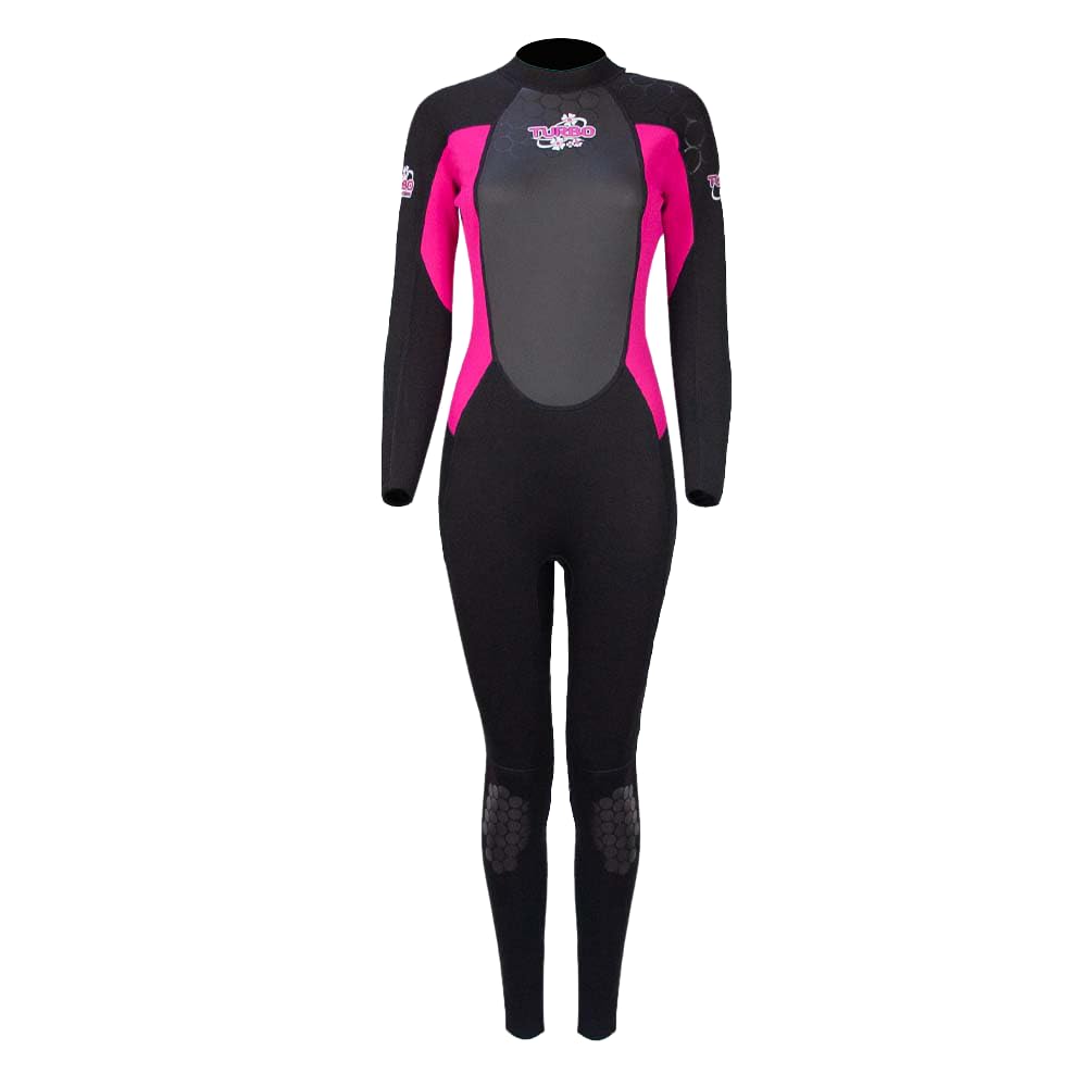 Women’s Turbo 2.5mm Neoprene Wetsuit – Full Length or Shorty Suit – Contoured Performance Fit – UV 50+ Protection – Thermal Water Sports Suit for Surfing, Paddleboarding, Swimming (Full - Pink, 14)