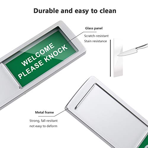Image of Magnetic Do Not Disturb Sign,Please Knock for Home Office Restroom Conference Hospital, Non-Scratch Magnetic Slider Door Indicator Signs, 7'' x 2'' - Silver