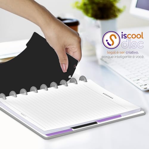 Divisórias Iscool P/Caderno De Disco M Spot Colors Preto e Lilás
