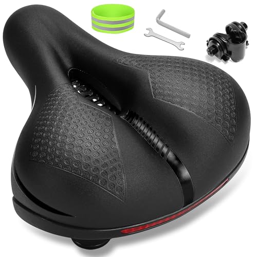 CDYWD Sillin Bicicleta Muy Comodo para Hombre y muje, Ancho, Acolchado Suave, Transpirable, Impermeable, Asiento Bicicleta Ergonómico, Sillín Compatible con MTB, City Bike, Ebike, Bicicleta Estática