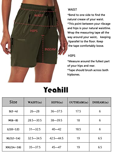 Yeahill Cargo Shorts Women Quick Dry Hiking Shorts Women With Pockets Causal Summer Womens Athletic Shorts Running Camping(Green Army,S) #TOP6
