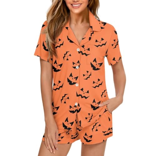 Image of Women's Short Sleeve Sleepwear Pajamas Nightwear with Pockets | Premium Polyester Fabric Ultra Soft Lightweight Breathable Touch, Wrinkle Resistant, All Day Cozy Wear for Daily Sleep