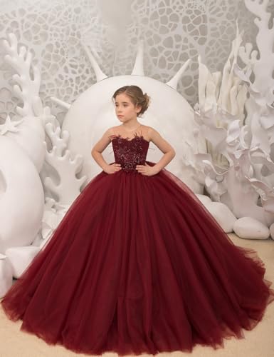 Tulle Flower Girl Dress for Wedding Beaded Lace Applique Sleeveless Pageant Dresses for Girls Formal Ball Gowns2