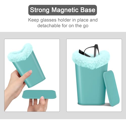 Image of Eyeglasses Holder,Plush Lined PU Leather Pattern Stand Case with Magnetic Base,Unisex for Women Men