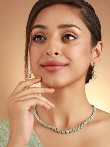 Solitaire Silver Plated Jewellery Set, Classic Elegance