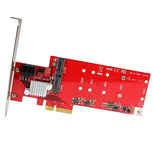 Image of StarTech 2x M.2 SATA RAID Card Plus 2x SATA III Ports, PCIe (PEXM2SAT3422)