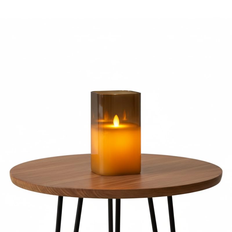 Elevea 𝟏𝟓 𝐘𝐞𝐚𝐫𝐬 𝐆𝐮𝐚𝐫𝐚𝐧𝐭𝐞𝐞 mini flameless Glass Candle 4 inch, Soft Amber Glow with Realistic Flame Effect, Hassle Free Home décor for Dinners Parties, Festivals, Reusable Long Life-image-32