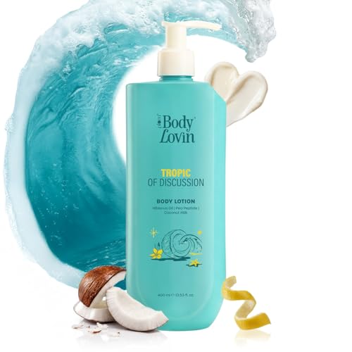Image of Plum BodyLovin' Tropic Of Discussion Body Lotion | Firming & Tightening Body Lotion | Lightweight Hydration | Hibiscus Oil, Pea Peptide & Coconut Milk | Fresh Tropical Fragrance | 400 ml