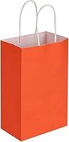 Vista 8 de Cada paquete de 100 bolsas pequeñas de papel kraft naranja y morado con asas a granel