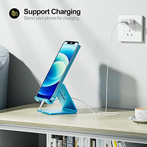 Desk Cell Phone Stand Holder Aluminum Phone Dock Cradle Compatible with Switch for iPhone 13 12 11 Pro Xs Xs Max Xr X 8 7 6 6s Plus 5 5s 5c, Office Decor Accessories Desk (Blue) - Thumbnail 3