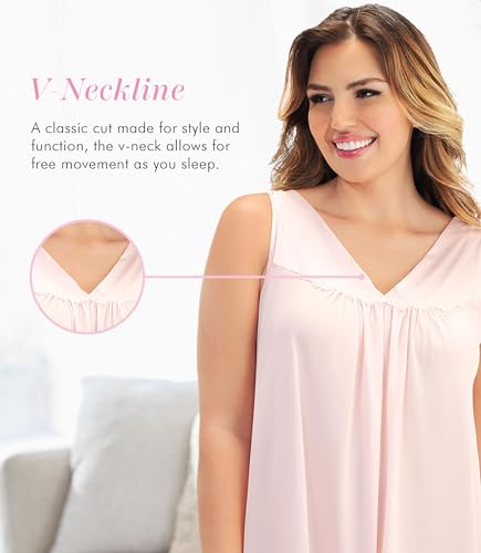 Image of Exquisite Form Women's 30107 Nylon Tricot Sleeveless Short Knee Length Nightgown