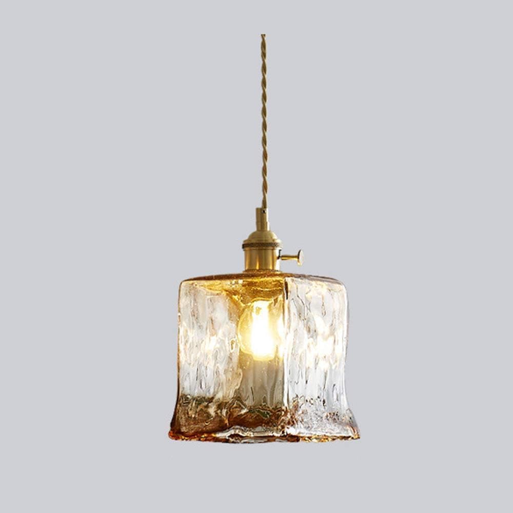 SWEMOPP Amber Blown Glass Pendant Light Fixture Small Single Ceiling Hanging Lamp For Kitchen Island Industrial Brass Chandelier Lighting Fixture Antique Vintage Chandelier For Bedroom Restaurant