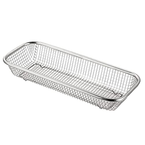 Cabilock Stainless Steel Cutlery Mesh Tray Utensils Silverware Kitchen Cabinet Drawer Organizer Tray Storage Basket for Kitchen Countertop Organization Silver