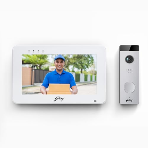 Image of Godrej SeeThru NeX Touch Video Door Phone | 7 inch HD Touch Display, WiFi Mobile Connectivity, 2MP 1080P Outdoor Camera with Angular Bracket, 2-Way Talk, IR Night Vision, Controls 1 Lock
