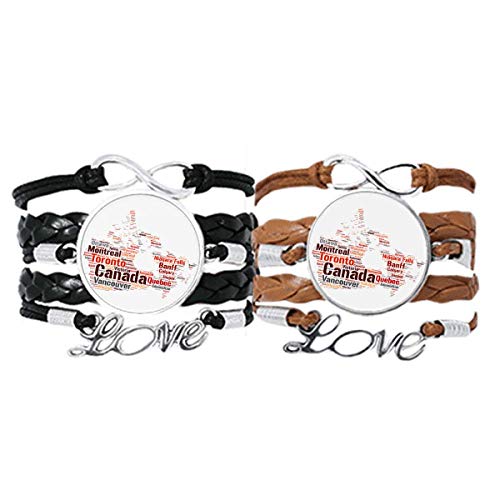 Bracelet Canada amour éternel en cuir tressé pour les couples