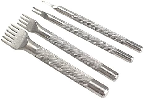 Vktech Stainless Steel1 2 4 6 Prong Diamond Chisel Leather Craft Tools Hole Punch Tool Set DIY