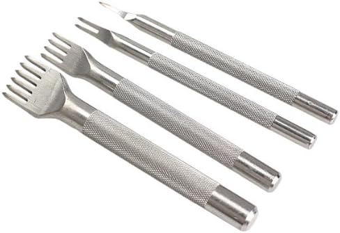 Vktech Stainless Steel1 2 4 6 Prong Diamond Chisel Leather Craft Tools Hole Punch Tool Set DIY