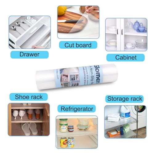 Image of Refrigerator Liners, Shelf Liners for Kitchen Cabinet, Washable Oil-Proof for Drawer, Cabinet, Shelves, Refrigerator, Storage, 12 Inches x 20 FT, Non-Slip Cabinet Liner (12 Inches x 20 FT x 2 Rolls)