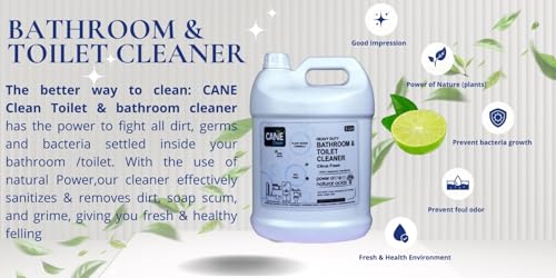 Image of Bathroom & Toilet Cleaner | Citrus Fresh Scent | Eco-Friendly, Plant-Based & Biodegradable Formula | Non-Toxic, Acid-Free Stain Remover for Taps, Tiles, Showers & Toilet Bowls (5 L)