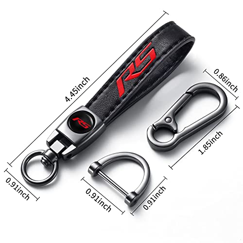 Image of Black RS Car Keychain, Premium Metal & Leather, Anti-Scratch Anti-Drop, Compatible with Chevy Camaro Cruze Equinox Blazer Traverse Monza Trackerc Cars, Black with Red RS Emblem
