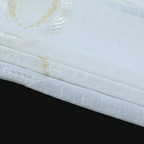 Yujiao Mao Small Curtain For Windows Sheer V Tab Top Transparent For Window Decoration Length Adjustable Valance Polyester For Bedroom Kitchen,1Pc(Gold-White, W31 X L55 Inch) #TOP3