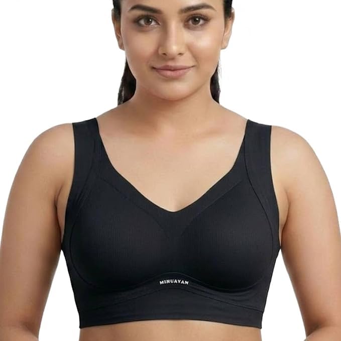 Image of Jalodari Women's Padded Sports Bra | Full Back Coverage Push Up Gym Bra | Slip-On Fitness Workout Yoga Bralette | Wirefree Breast Uplift Tank Top Innerwear