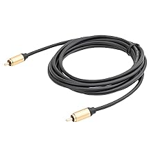Upgraded Audio Video Cable,RCA Coaxial Cable with Male to Male 24K Gold Plated Plug,Video/Audio AV Extension Shielded Cord for Subwoofer Rear View Parking Camera 3m/10ft