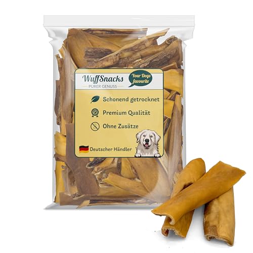 Rinderkopfhaut für Hunde | 1 kg | natürliche und hochwertige Rinderkopfhaut getrocknet | fettarm und proteinreich | Rinderhaut für Hunde von Wuffsnacks