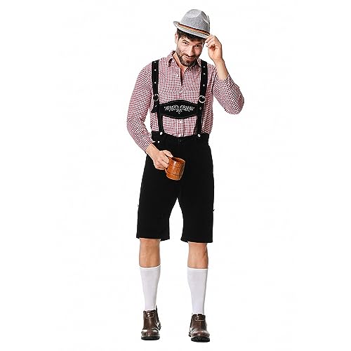 Lederhosen Oktoberfest Men's en Cuir Traditionnel avec Broderies