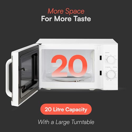 Cookology CMAFS20LWH 800W Freestanding Microwave - Microwave with 20 Litre Capacity and 25cm Turntable - 5 Cooking Power Levels - Quick Defrost Setting and Dial Timer - White - Image 6
