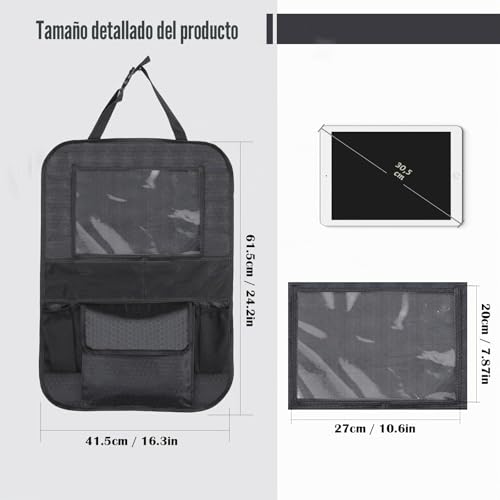 Miniatura 3 de Romon Protector Asiento Coche Silla Bebe,Organizador De Asiento Trasero Para Coche, Resistente Al Agua Y Fácil De Limpiar, Tejido Oxford Organizador De Asiento Con Mucho Espacio De Almacenamiento