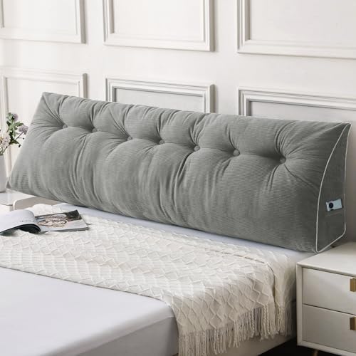 Sasttie Headboard Pillow King, Wedge Pillow Headboard, Light Grey