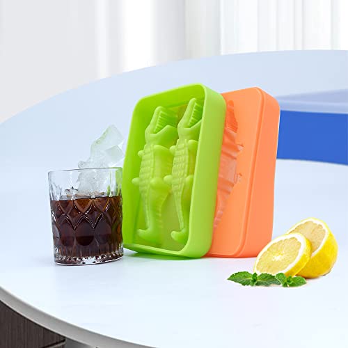 Molde de hielo de silicona 3D con tapa y diseño de cocodrilo miniatura 1