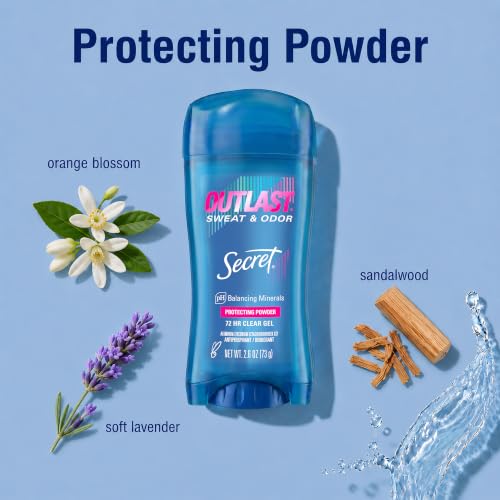 Image of Secret Outlast Clear Gel Antiperspirant & Deodorant, Protecting Powder