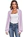 ZAFUL Open Front Cropped Bolero Cardigan for Women Bolero Shrugs for Evening Dress Strechy Crochet Knit Top Lavender S
