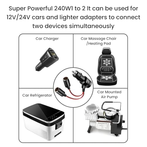 Image of STHIRA Dual Outlet Car Cigarette Lighter Socket Splitter 12V /24V Car Socket to Plug Adapter Universal Car Plug Socket with Safety Features, Compact Design for Smartphones, GPS, Fans, Cars, Trucks