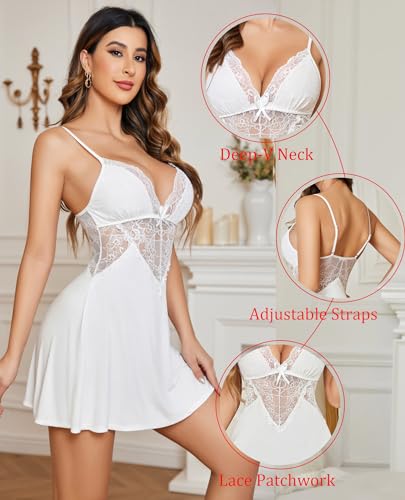Image of Avidlove Womens Nightgowns Sexy Sleepwear Chemise Lingerie Slip Dress Lace Nighty
