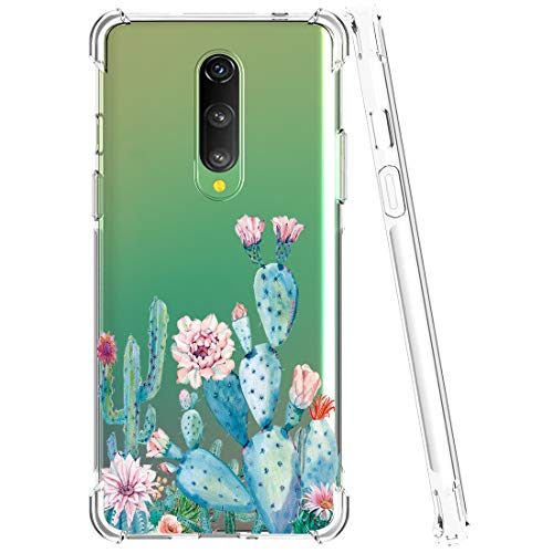 Sidande Diseñado para Oneplus 8 Caso, One Plus 8, a prueba de golpes, transparente, suave, flexible, TPU, delgada, funda protectora para Oneplus 8 (Cactus)