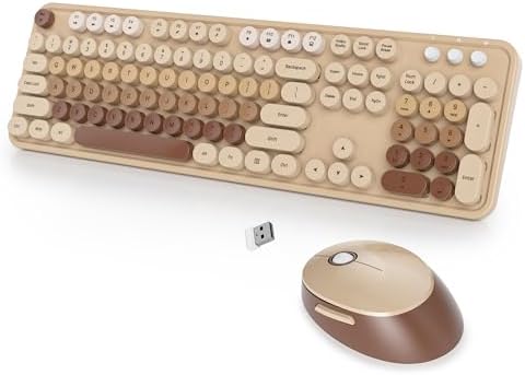 Cute Teclado y Ratón Inalámbrico, Vistosa de Máquina de Escribir ...