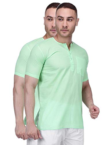 Image of Rajubhai Hargovindas Men's Pure Cotton Short Kurta | Pack of 2 |